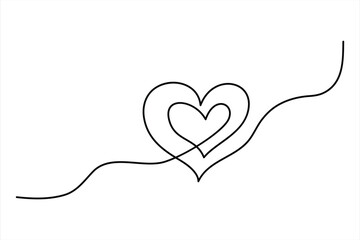 Two hearts continuous single line art drawing  Vector illustration isolated on white background