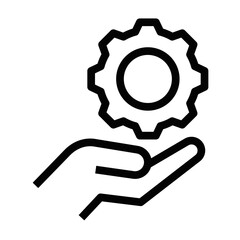 Vector illustration of a hand holding a gear icon, representing service, settings, and system configurations.