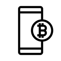 Vector illustration of a smartphone with a Bitcoin symbol, representing cryptocurrency and digital finance.
