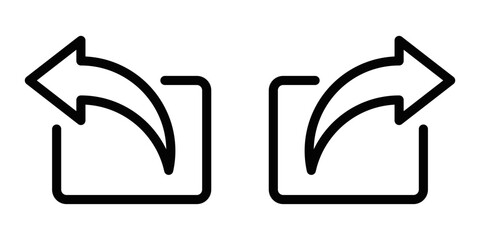 Vector illustration of share arrows icons, perfect for sharing content, social media, and communication concepts. Editable stroke.