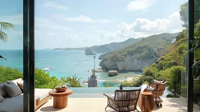 Ocean View Patio with Infinity Pool and Lush Tropical Landscape