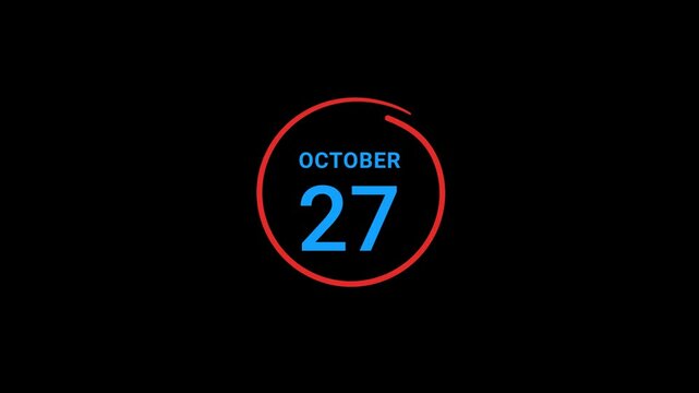 27th October Calendar date Animation