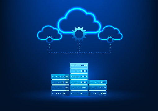 Cloud Technology Background, Cloud-connected servers, representing efficient data storage and collaboration in the digital age.