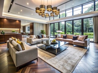 Elegant modern home interior with sleek furniture, polished floors, and natural light, showcasing expertise in bespoke