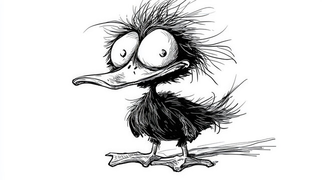 recommend clip art: Anxious Avian: Nervous Duck Cartoon in Ink. Generative AI