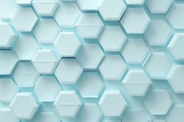 Fototapeta premium Modern light blue hexagonal pattern creating a 3D abstract geometric background