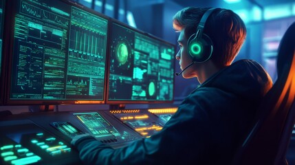 Futuristic Gamer in Action