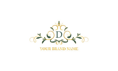 Exclusive color monogram with initial letter D. Vector illustration of company brand, emblem for restaurant, royalty, boutique