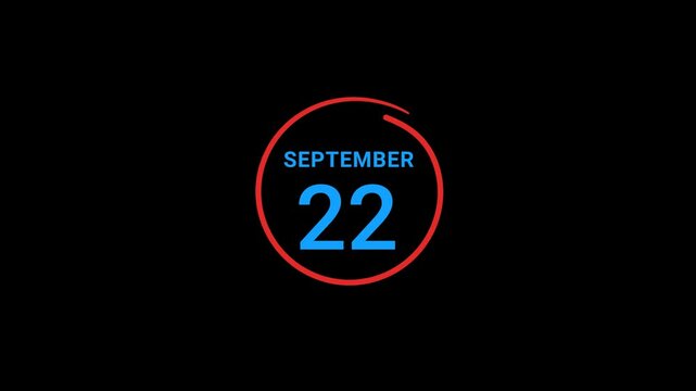 22th September Calendar date Animation