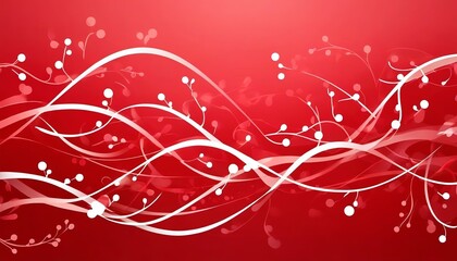 Abstract mistletoe patterns swaying gently in the background of a glowing red scene. Made with Generative AI Technology