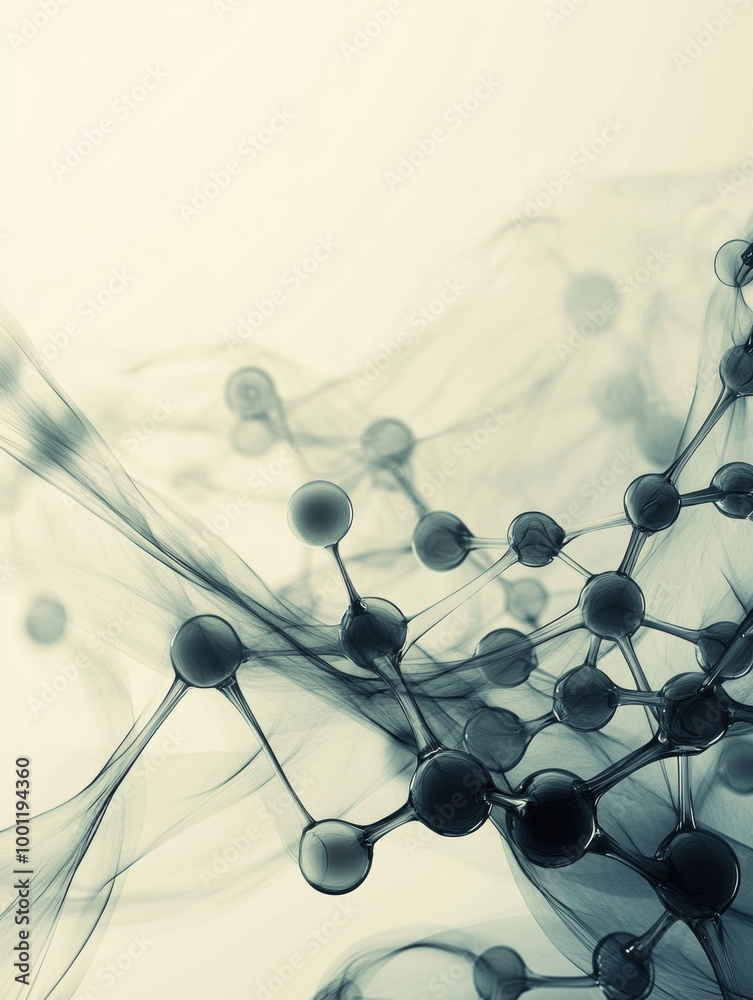 Fototapete Exploring the intricate details of molecular structures and chemical bonds in an abstract representation of science and innovation. Generative AI