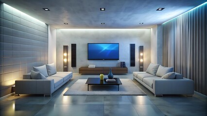 Minimalist interior design of modern entertainment room