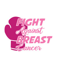 Fototapeta premium Fight Against Breast Cancer T-shirt, Pink Boxing Gloves Vector Awareness Design Template