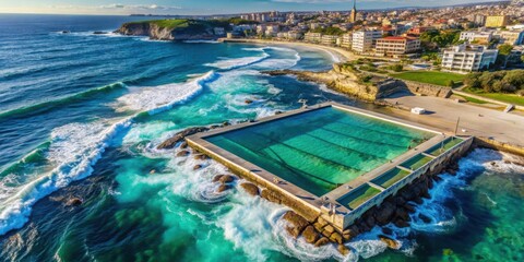Aerial View of Stunning Iceberg Pools at Bondi Beach in Australia