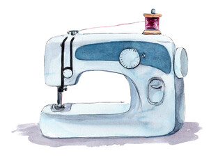Sewing as a hobby or profession. Sewing items, watercolor illustration