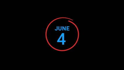 4th June Calendar date Animation