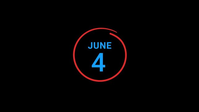4th June Calendar date Animation