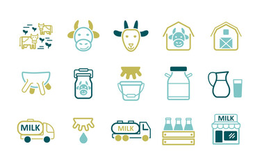 Milk vector icons set. Dairy products sign