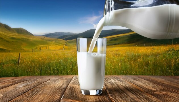 Milch in ein Glas gie&szlig;en