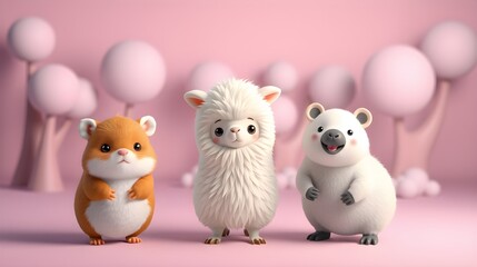 Tiny Animals, Pink Pastel Forest