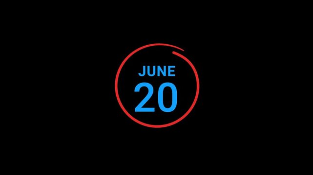 20th June Calendar date Animation