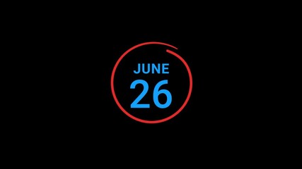 26th June Calendar date Animation