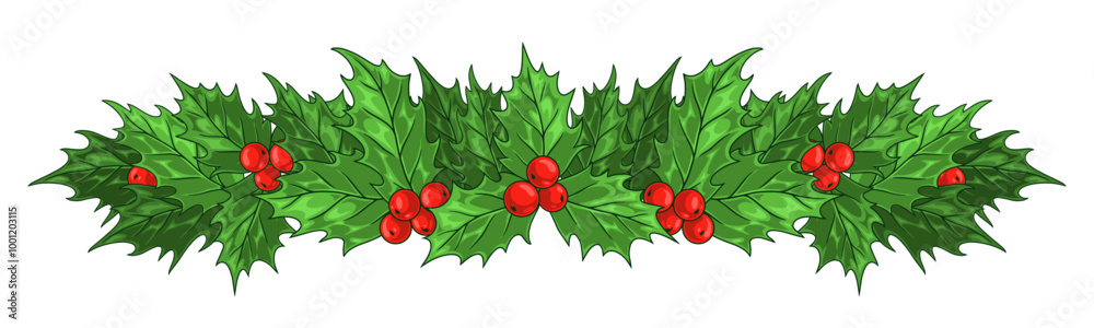 Wall mural christmas holly colorful detailed logotype