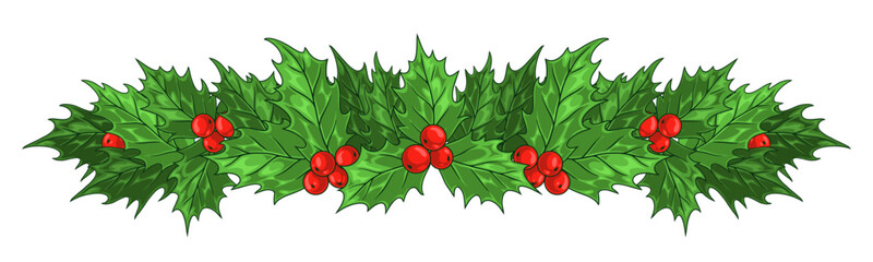 Christmas holly colorful detailed logotype