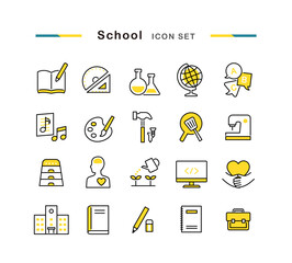 学校で使う教科のアイコンセット