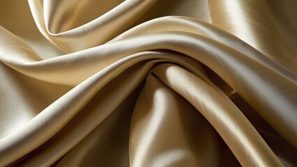 Fototapeta premium A richly textured, smooth silk fabric draped over a surface, creating soft folds and shadows with light, showcasing elegant craftsmanship in ultra-sharp 4K