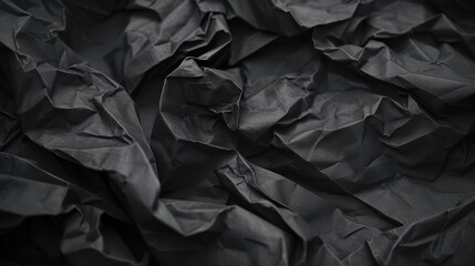 A striking image of black crumpled paper, showcasing texture and contrast in a visually captivating manner.