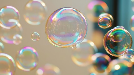 Colorful Soap Bubbles Floating in Air