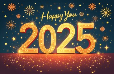 2025 Wishing you Happy new Year  greeting card creative concept design 