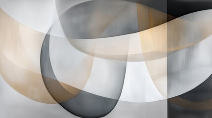 Abstract image featuring interwoven arches in shades of gray, white, and beige, creating a dynamic and fluid visual experience.