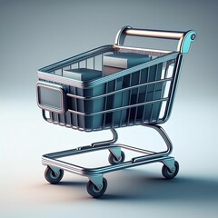 shop supermarket mall cart, wheeled shopping trolley