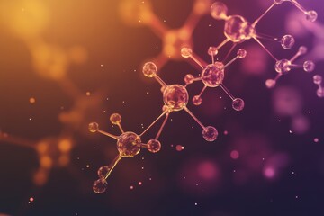 Exploring the intricate designs of molecules and chemical structures on an abstract background filled with vibrant colors. Generative AI