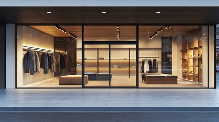 Modern fashion boutique storefront with sleek design