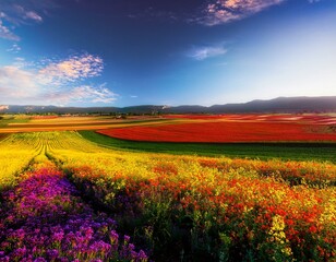 Obraz premium Color field exploration in a mid-century American style, using complementary colors