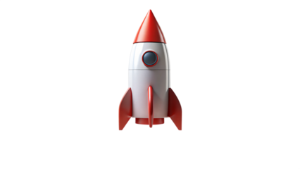 Retro rocket illustration, isolated on white background, perfect for space travel concept