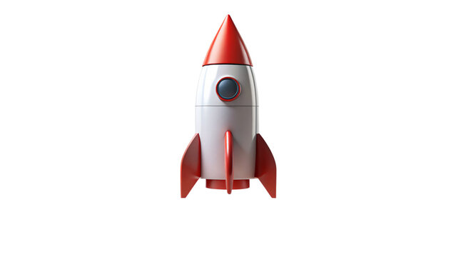 Retro rocket illustration, isolated on white background, perfect for space travel concept - Powered by Adobe