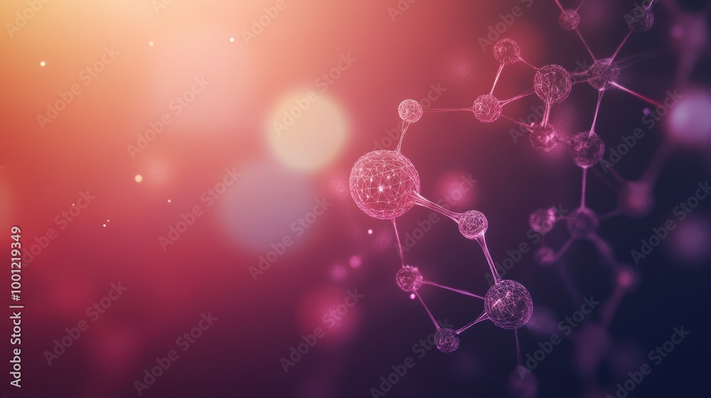 Poster The visual showcases a vibrant backdrop filled with abstract representations of molecules and chemical structures, highlighting scientific themes