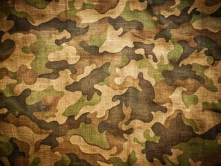Naklejka premium Rugged, worn, and weathered military camouflage fabric background with subtle texture and muted earthy tones, evoking a