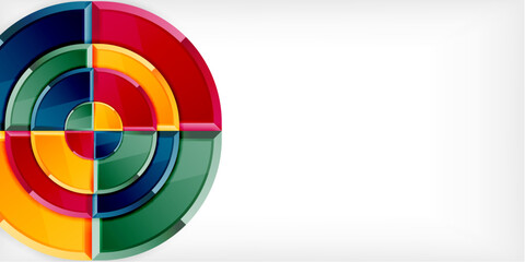 Obraz premium Abstract background - circles and round triangles with 3d effect. Vector Illustration For Wallpaper, Banner, Background, Card, Book Illustration, landing page