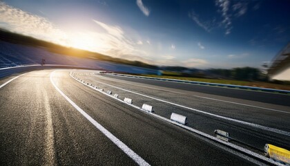 Fototapeta premium High-speed turn on a motor racing track, asphalt focus
