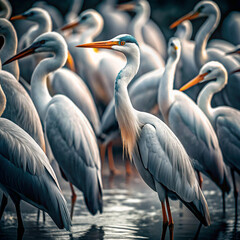 Obraz premium bird Standing Between Many other generative ai