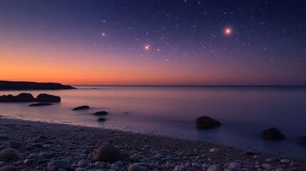 Obraz premium Serene Twilight by the Shore