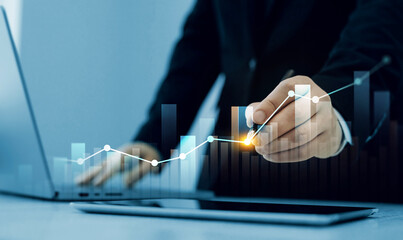Businessman draw growth graph and investment analysis.Financial marketing graph and profit stock...