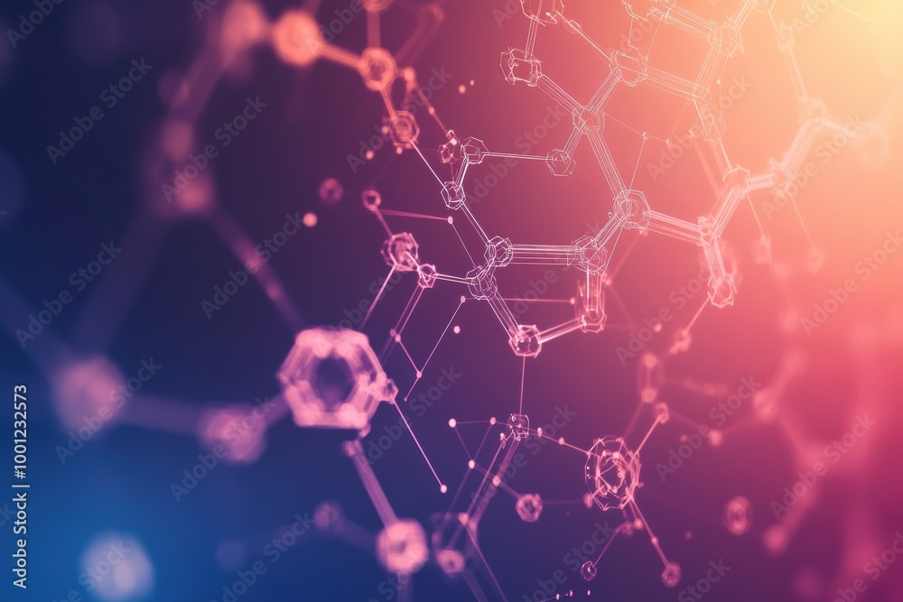 Aufkleber a vibrant abstract background showcasing interconnected molecules and chemical structures illuminate