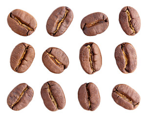Collection of coffee bean isolated on white background
