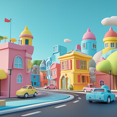 Naklejka premium A vector-inspired 3D animation of a colorful
